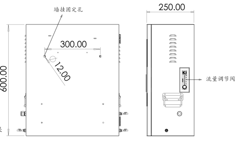 飲用水水質(zhì)監(jiān)測設備側(cè)視圖